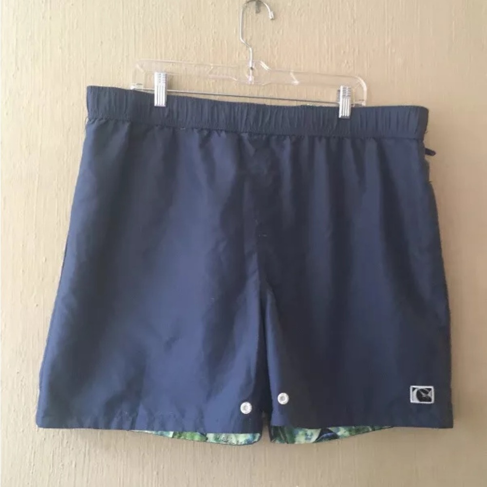 Wave Life Mens Swim Shorts Trunks Reversible Fish Blue Green Sz 40 XL XXL